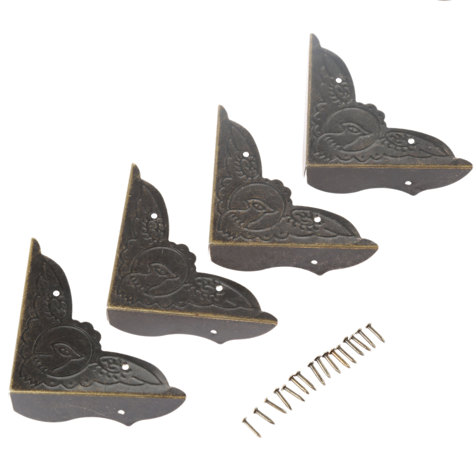 Furniture Hardware Decorative - 4Pcs Antique Brass Corner Bracket Jewelry
